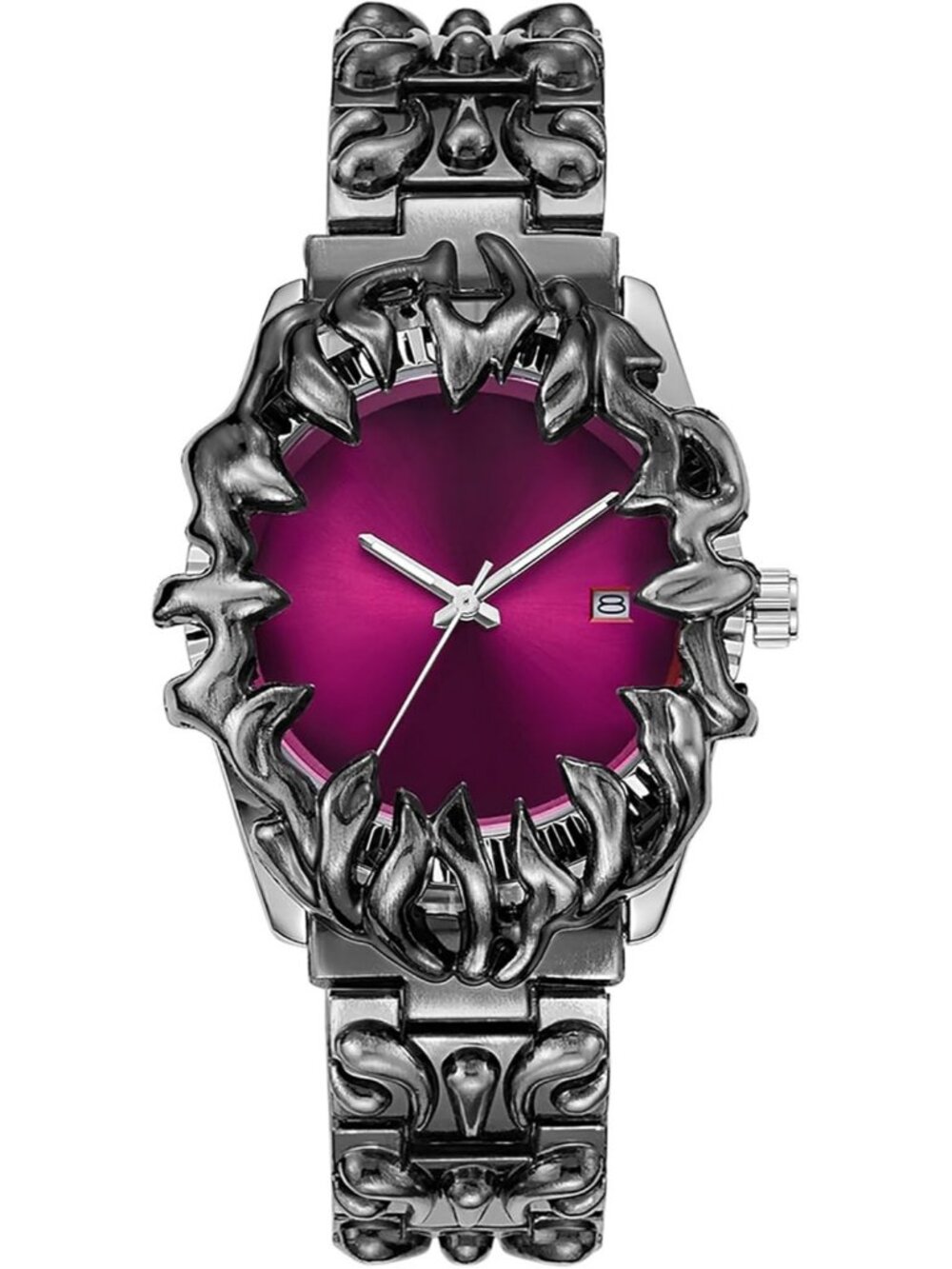 Men's Purple Quartz Gothic Claw Unique Stainless Steel Luminous Waterproof Watch